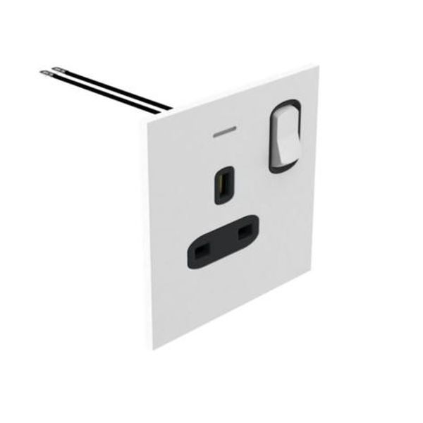 Art d'Arnould - 1 gang BS socket 13A-250V double pole switch with power indicator Epure - Satin White image 1