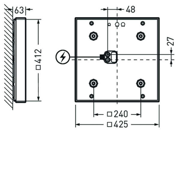 Wall and ceiling luminaire Olisq Q Diffuser White square ET 20W 2900lm Lambertian (L) IP40 IK03 3 SDCM image 2