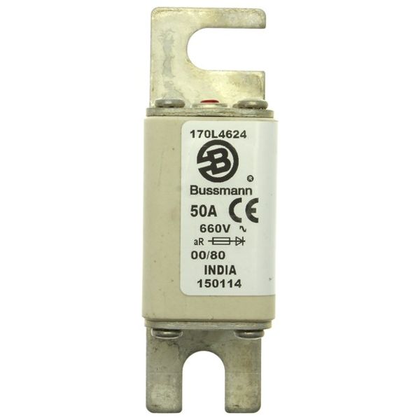 Fuse-link, high speed, 50 A, AC 660 V, size 00, 30 x 51 x 98 mm, aR, DIN, IEC, single indicator image 2