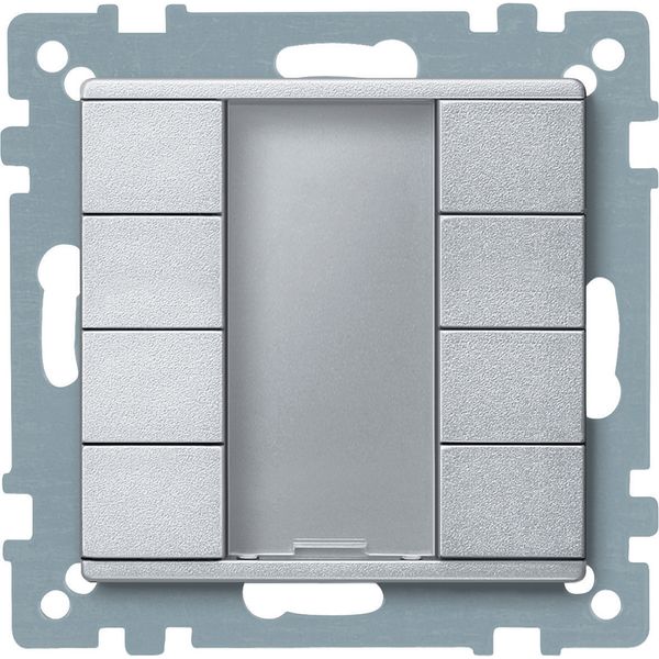Push-button, 4-gang plus, aluminium, System M image 1