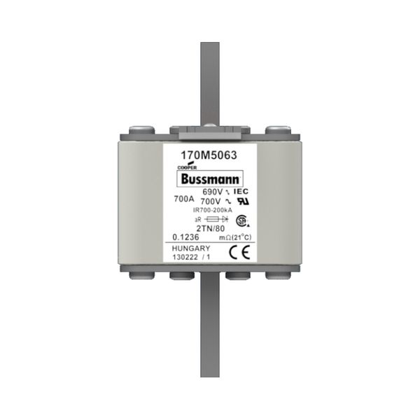 Fuse-link, high speed, 700 A, AC 690 V, DIN 2, 61 x 75 x 108 mm, aR, DIN, IEC, single indicator image 5