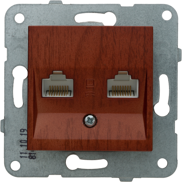 Novella-Trenda Walnut Tree Two Gang Socket Child Protection image 1