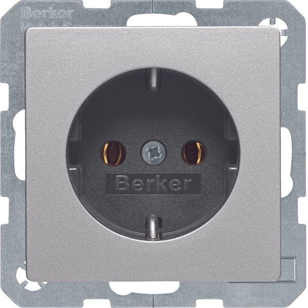 SCHUKO socket outlet w. screw-in lift terminals, Q.1/Q.3, alu velvety, image 1