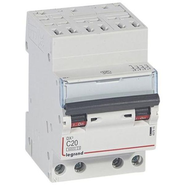 DX³6000 10kA high inlet automatic low outlet screw circuit breaker 4P 400V~ - 20A - curve C - for optimized HX³ comb image 1