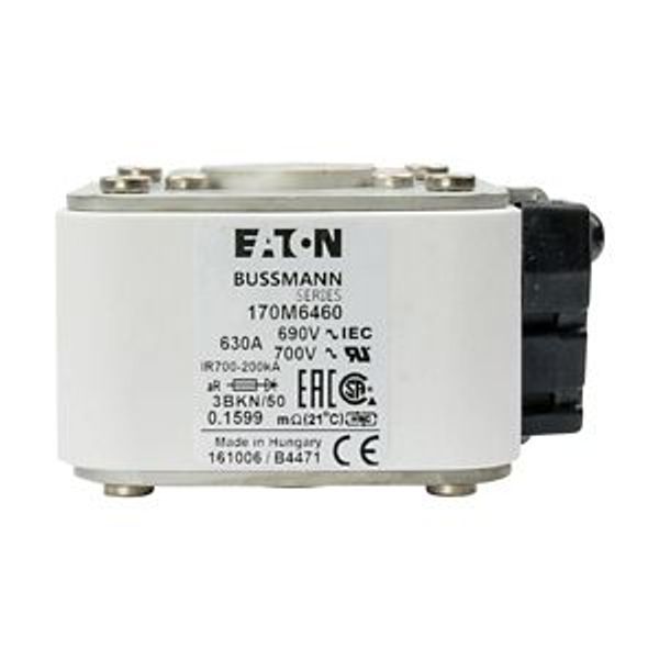 Fuse-link, high speed, 630 A, AC 690 V, size 3, aR, IEC, UL, type K indicator image 5