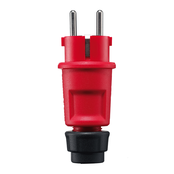 SCHUKO plug, red, Elamid high performance plastic, 2 earthing systems, IP44 image 1