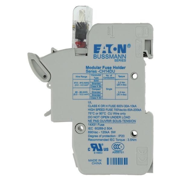 Fuse-holder, low voltage, 50 A, AC 690 V, 14 x 51 mm, 1P, IEC image 35