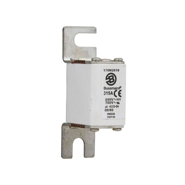 Fuse-link, high speed, 315 A, AC 690 V, DIN 00, 30 x 51 x 100 mm, aR, DIN, IEC, single indicator image 3