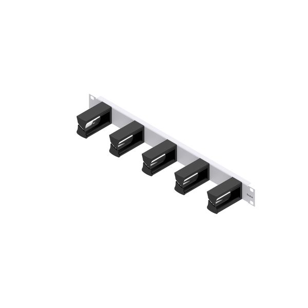 Routing Panel 1U with 5 plastic Cable Clamps 75mm, limited image 1