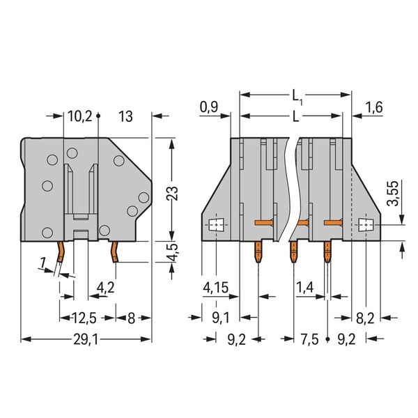 PCB terminal block 6 mm² Pin spacing 7.5 mm gray image 2