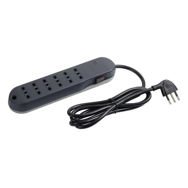 SLIM6 multi sockets with safe switch and cable - grey image 1