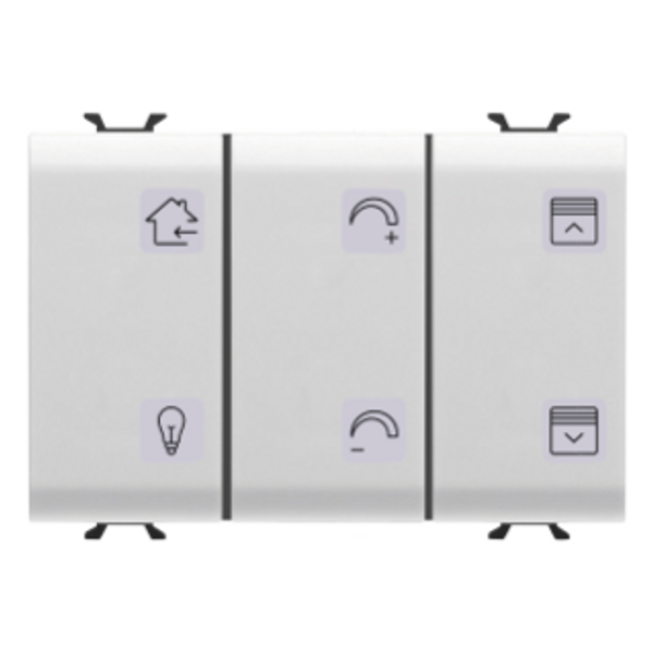 PUSH-BUTTON PANEL WITH INTERCHANGEABLE SYMBOLS - WITH SWITCH ACTUATOR - KNX - 6+1 CHANNELS - 3 MODULES - WHITE - CHORUS image 1
