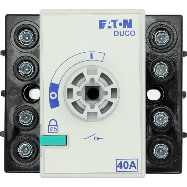 Switch-disconnector, DCM, 40 A, 4 pole, With black rotary handle and drive shaft, Vertical connection image 17