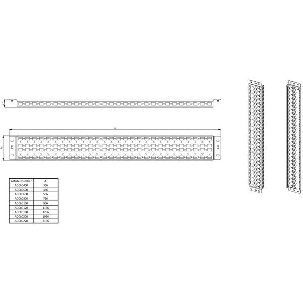Click-in profiles (pair) L=800 mm with mounting accessories image 2