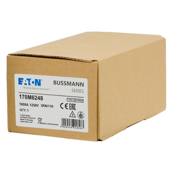 Fuse-link, high speed, 1000 A, AC 1250 V, size 3, 76 x 92 x 139 mm, aR, DIN, IEC, single indicator image 15