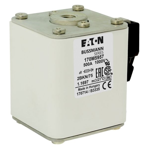 Fuse-link, high speed, 500 A, AC 1000 V, size 2, 59 x 77 x 75 mm, aR, IEC, UL, single indicator image 15