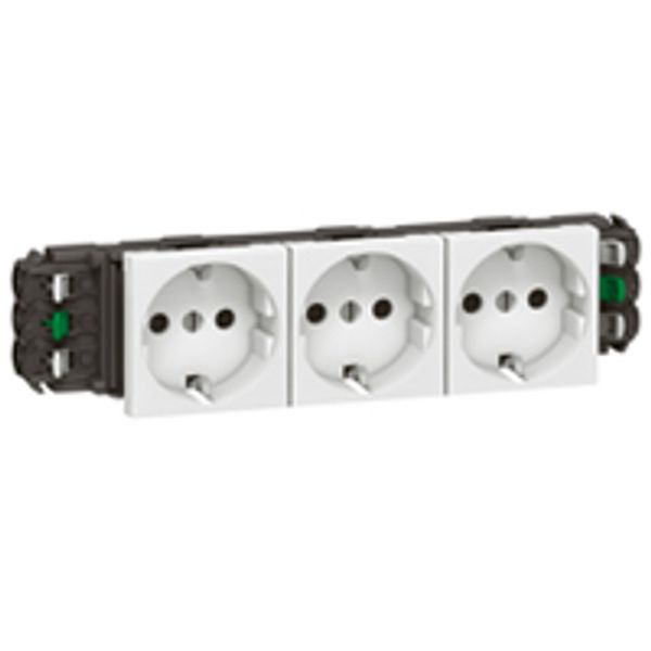 Socket Mosaic - 3 x 2P+E -for installation on trunking -automatic term -standard image 1