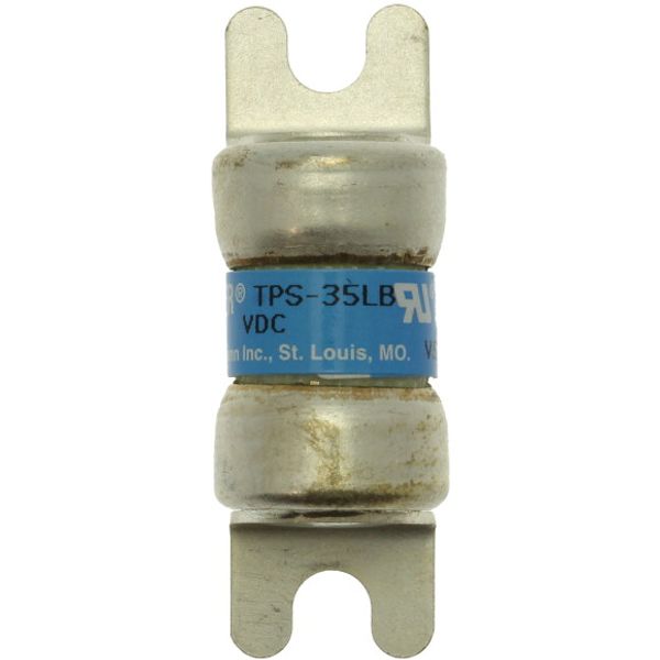 Eaton Bussmann series TPS telecommunication fuse, 170 Vdc, 15A, 100 kAIC, Non Indicating, Current-limiting, Non-indicating, Ferrule end X ferrule end, Glass melamine tube, Silver-plated brass ferrules image 1