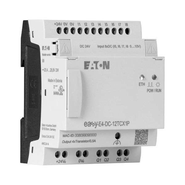 Control relays, easyE4 (expandable, Ethernet), 24 V DC, Inputs Digital: 8, of which can be used as analog: 4, push-in terminal image 16