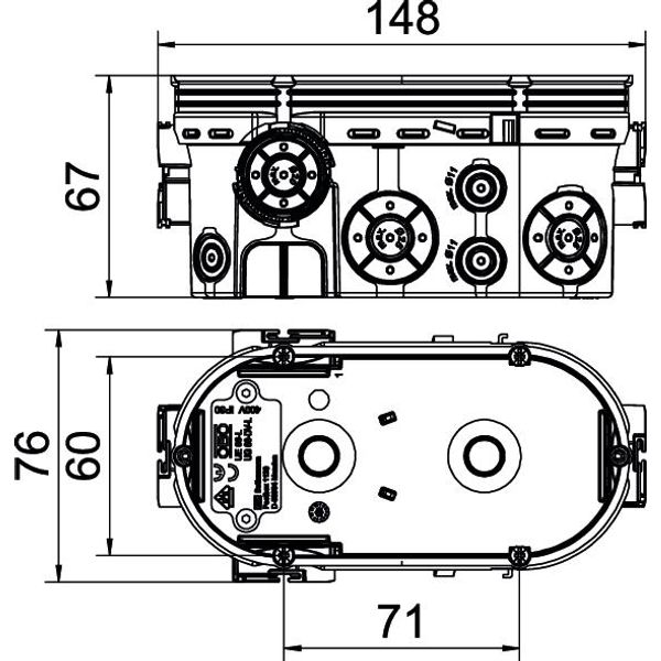 UG 66-DV-L UP Flush-mounted device box double combination, airtight 2x ¨61xH67mm image 2