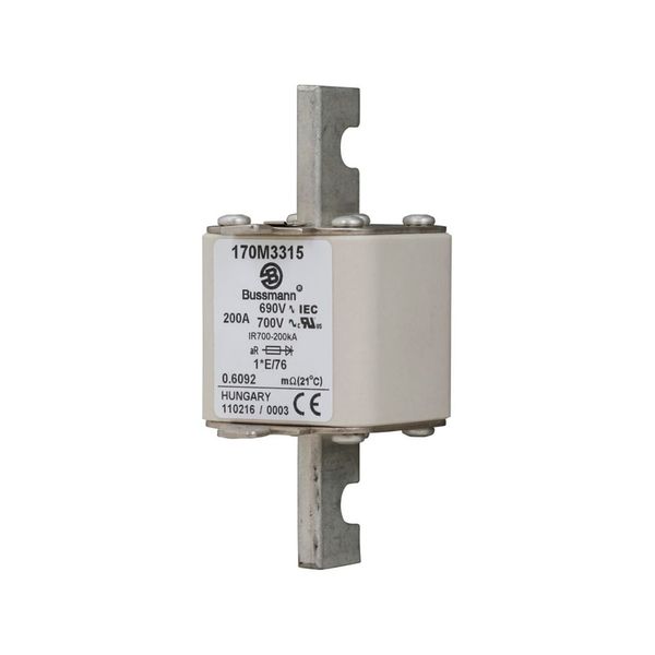 Fuse-link, high speed, 200 A, AC 690 V, compact size 1, 45 x 59 x 102 mm, aR, IEC, UL, visual indicator image 11