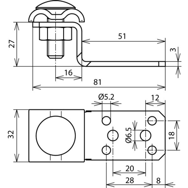 Connection lug  Z-shaped Al with double cleat f. Rd 8-10mm Al image 2