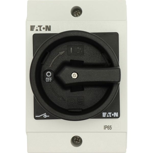 Main switch, T0, 20 A, surface mounting, 1 contact unit(s), 2 pole, STOP function, With black rotary handle and locking ring, Lockable in the 0 (Off) image 54