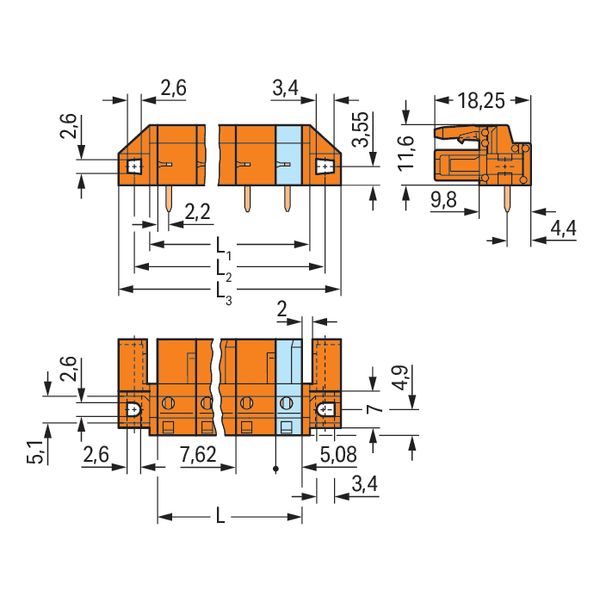 THT female header angled Pin spacing 7.62 mm orange image 4