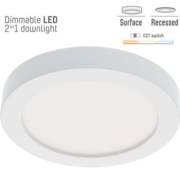 Downlight - 15W 1500lm CCT  Ø200mm  - 226x226mm  - Dimmable - White image 1