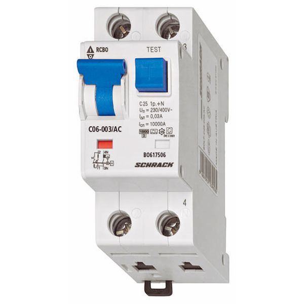 Combined MCB/RCD (RCBO) C06/1+N/30mA/Type AC image 1