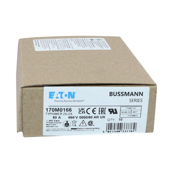 Fuse-link, high speed, 80 A, AC 660 V, size 0000, 18 x 19 x 100 mm, aR, UL, visual indicator image 16