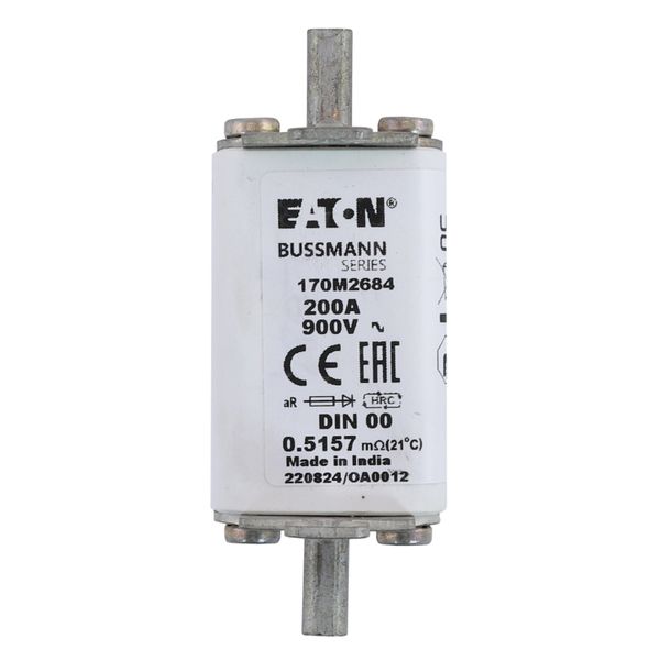 Fuse-link, high speed, 200 A, AC 900 V, DIN 00, aR, DIN, IEC, single indicator image 18