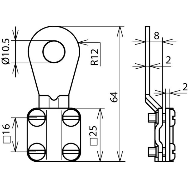 Earthing cable lug 6-16mm² type (D) closed M10 Supply No. 5940-12-156- image 2