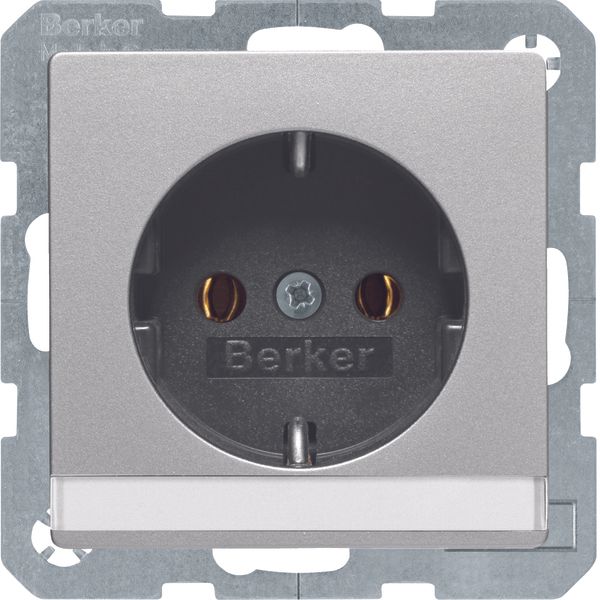 SCHUKO socket outlet with labelling field, Q.1/Q.3 alu velvety, lacque image 1