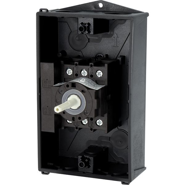 Main switch, P1, 25 A, surface mounting, 3 pole, 1 N/O, 1 N/C, STOP function, With black rotary handle and locking ring, Lockable in the 0 (Off) posit image 51