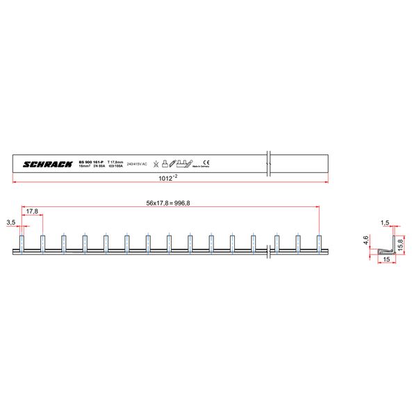 Busbar 1 Phase 16mmý 1m P/N image 3