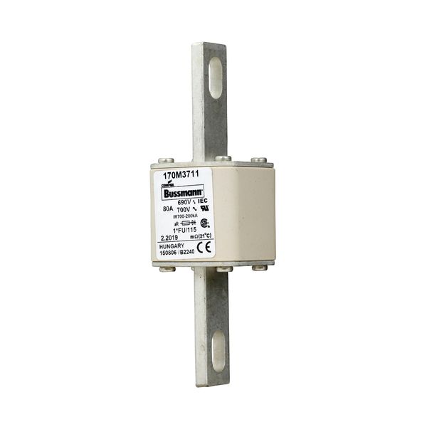 Fuse-link, high speed, 80 A, AC 690 V, compact size 1, 45 x 45 x 148 mm, aR, IEC, UL image 12