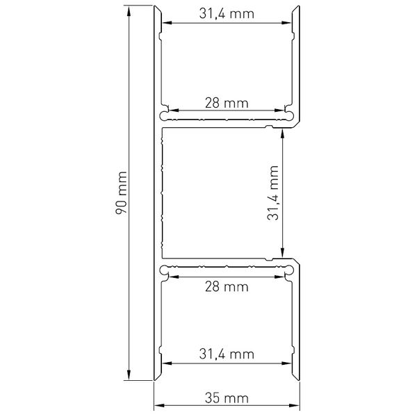 Aluminium profile CLW L-2000mm W-35mm H-90mm image 2