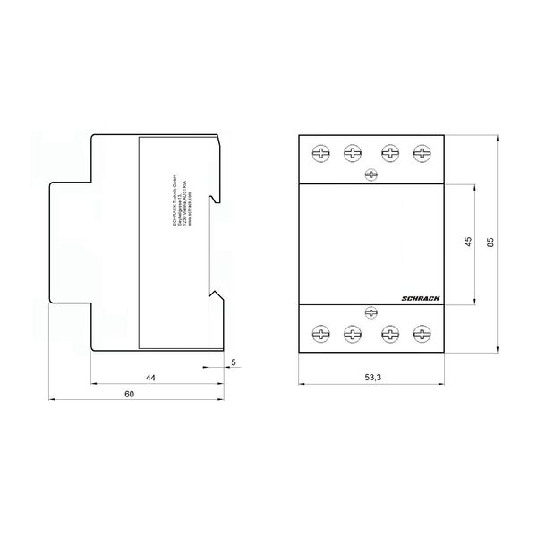 DIN Rail contactor 40A, 2 NO + 2 NC, 230VAC, 3MW, AMPARO image 4