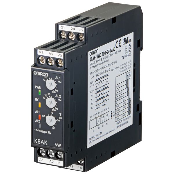Monitoring relay 22.5mm wide, Single phase over or under voltage 20 to image 2