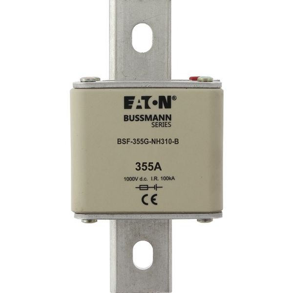 Fuse-link, high speed, 355 A, DC 1000 V, NH3, 71 x 76 x 150 mm, gBat, IEC, bolted connection image 1