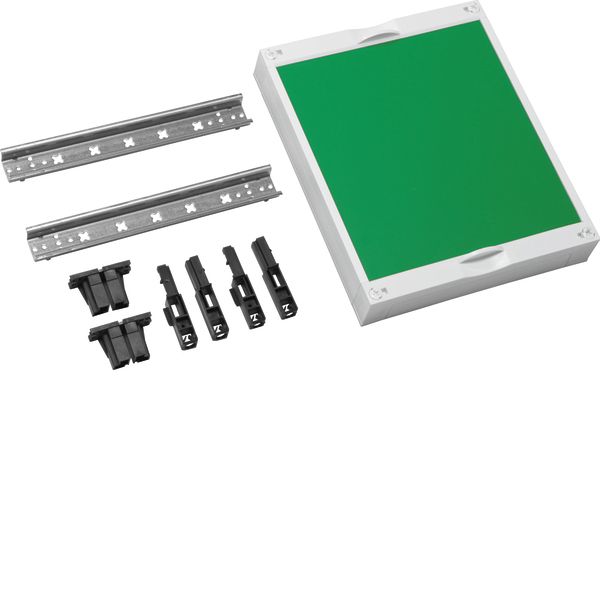 Assembly unit, universN,300x250mm,for DIN rail terminals, green image 1