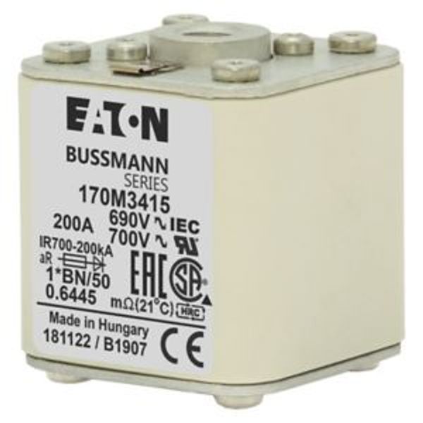 Fuse-link, high speed, 63 A, AC 1250 V, compact size 1, 45 x 59 x 81 mm, aR, IEC, UL, type K indicator, flush end, M8 image 4