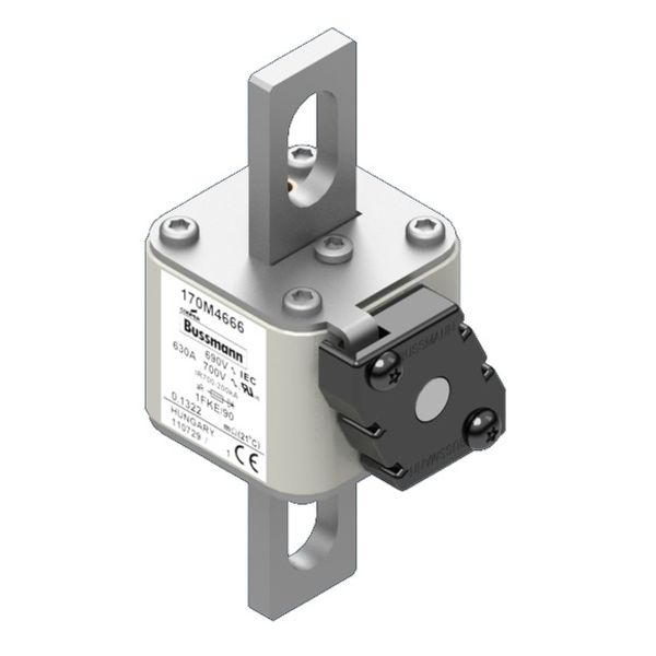 Fuse-link, high speed, 630 A, AC 690 V, size 1, 53 x 69 x 136 mm, aR, IEC, UL, single indicator image 2