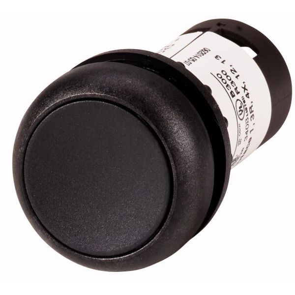 Pushbutton, Flat, maintained, 1 NC, Screw connection, black, Blank, Bezel: black image 1