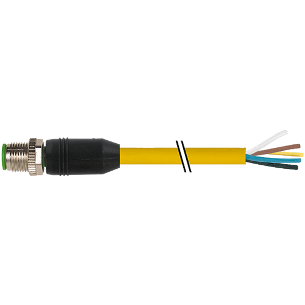 M12 male 0° A-cod. with cable PVC 8x0.25 gy UL/CSA 0.5m image 1