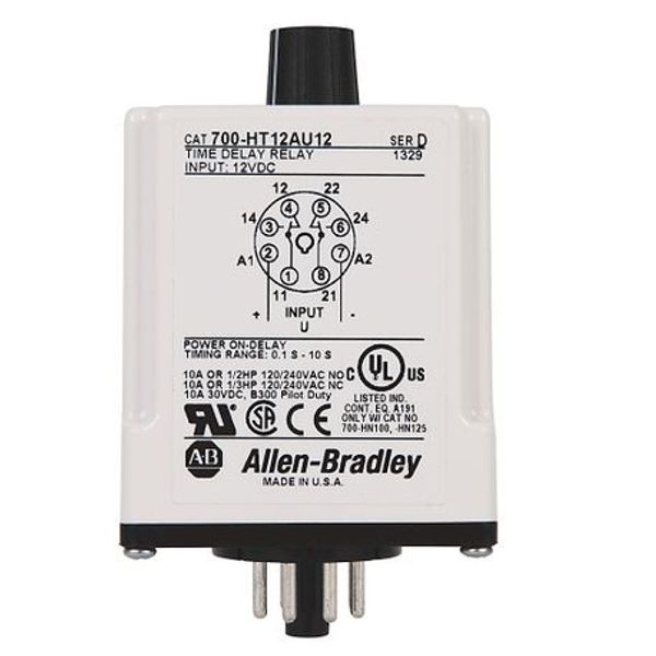 Allen-Bradley, 700-HT General Purpose Tube Base Timing Relay, Off Delay Timer, 1.0 to 100 Minutes, DPDT, 120V AC/DC image 1