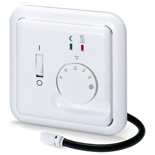 Flush-mounted floor regulator with limiter, AC 230V, 1NO contact, 16A, lamps: heat, setback operation. Load interruption according to EN 50559 image 1