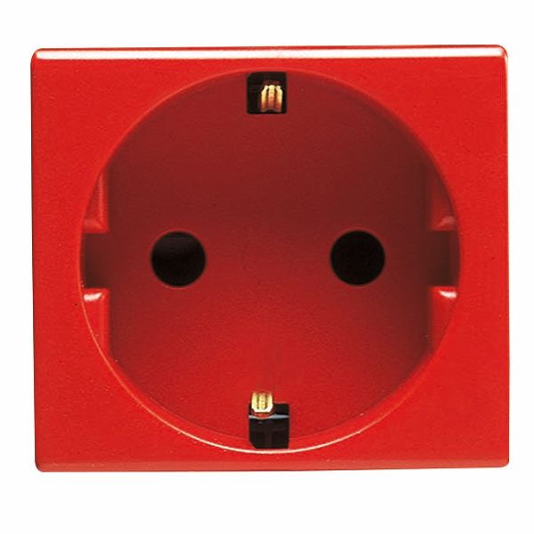 GERMAN STANDARD SOCKET-OUTLET 250V ac - FOR DEDICATED LINES - 2P+E 16A - 2 MODULES - RED - SYSTEM image 2