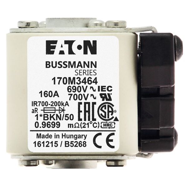 Fuse-link, high speed, 160 A, AC 690 V, compact size 1, aR, IEC, UL, single indicator image 2